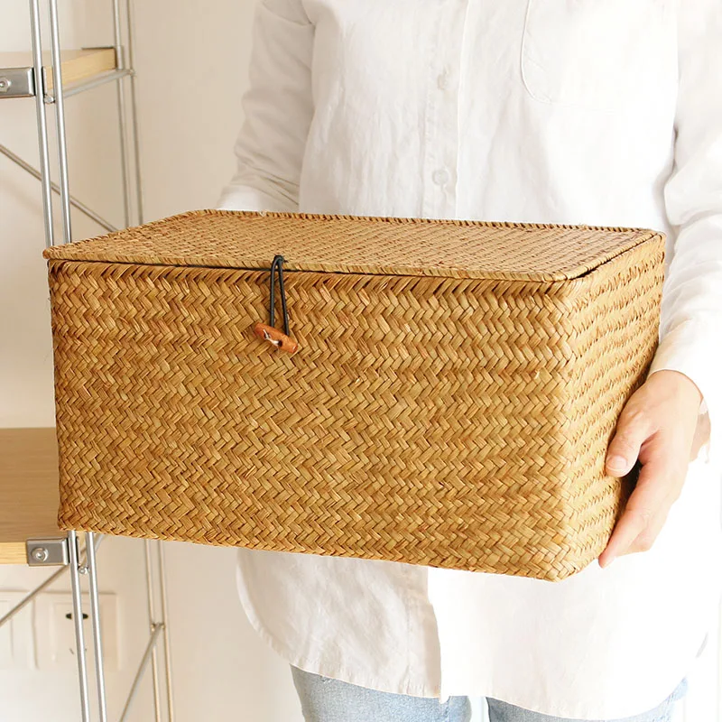 Woven Storage Basket with Vint - Woven Basket Set ulasan dan harga