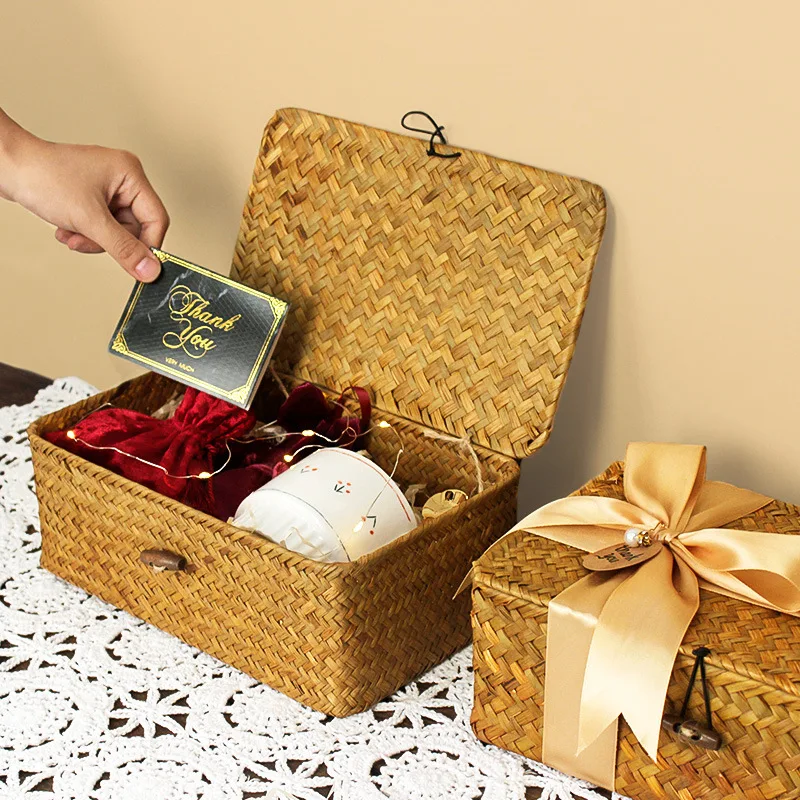 Woven Storage Basket with Vint - Woven Basket Set ulasan dan harga