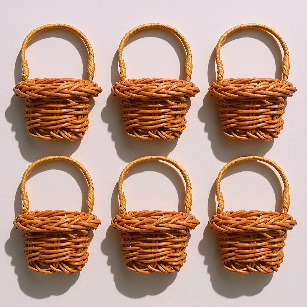 6Pcs Mini Woven Flower Basket  - Woven Basket Set ulasan dan harga