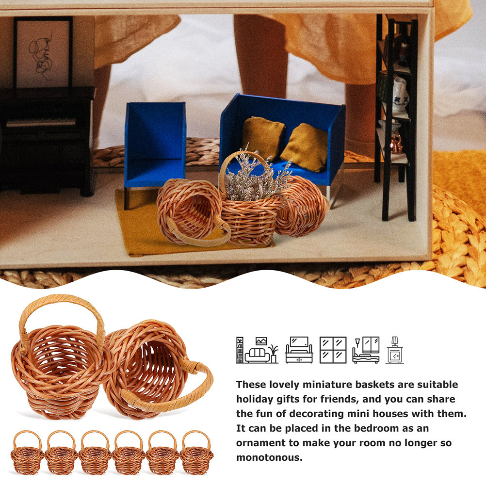 6Pcs Mini Woven Flower Basket  - Woven Basket Set ulasan dan harga
