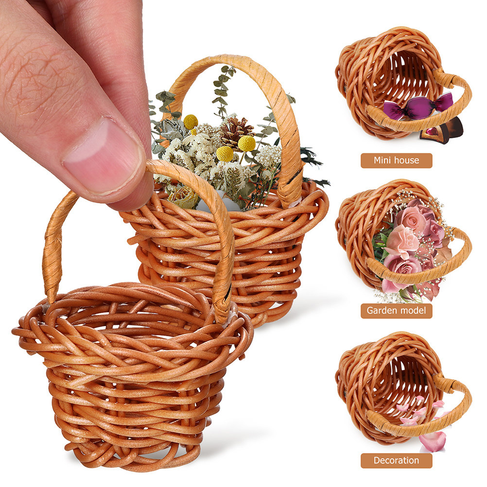 6Pcs Mini Woven Flower Basket  - Woven Basket Set ulasan dan harga