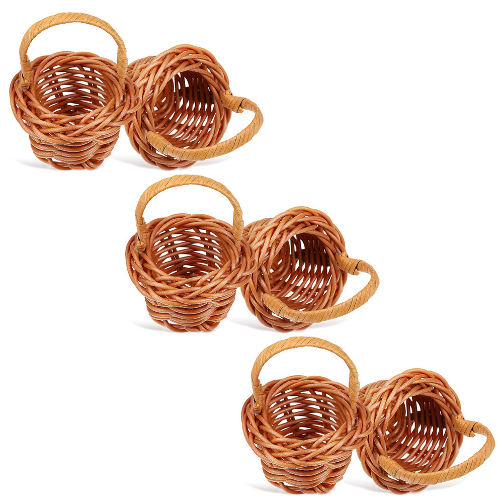 6Pcs Mini Woven Flower Basket  - Woven Basket Set ulasan dan harga
