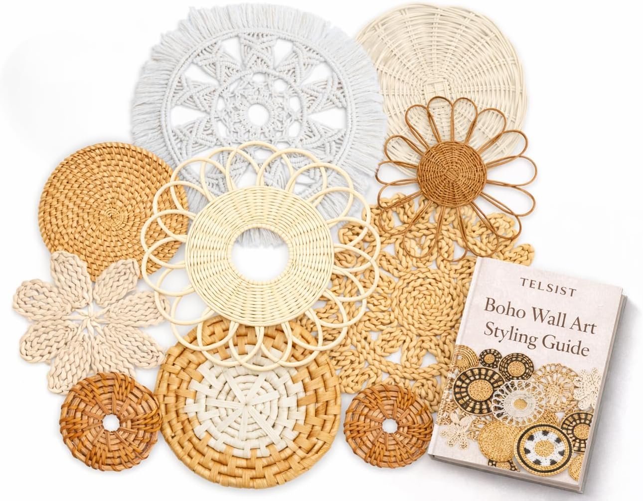 10-Piece Boho Wall Basket Set  - Woven Basket Set ulasan dan harga