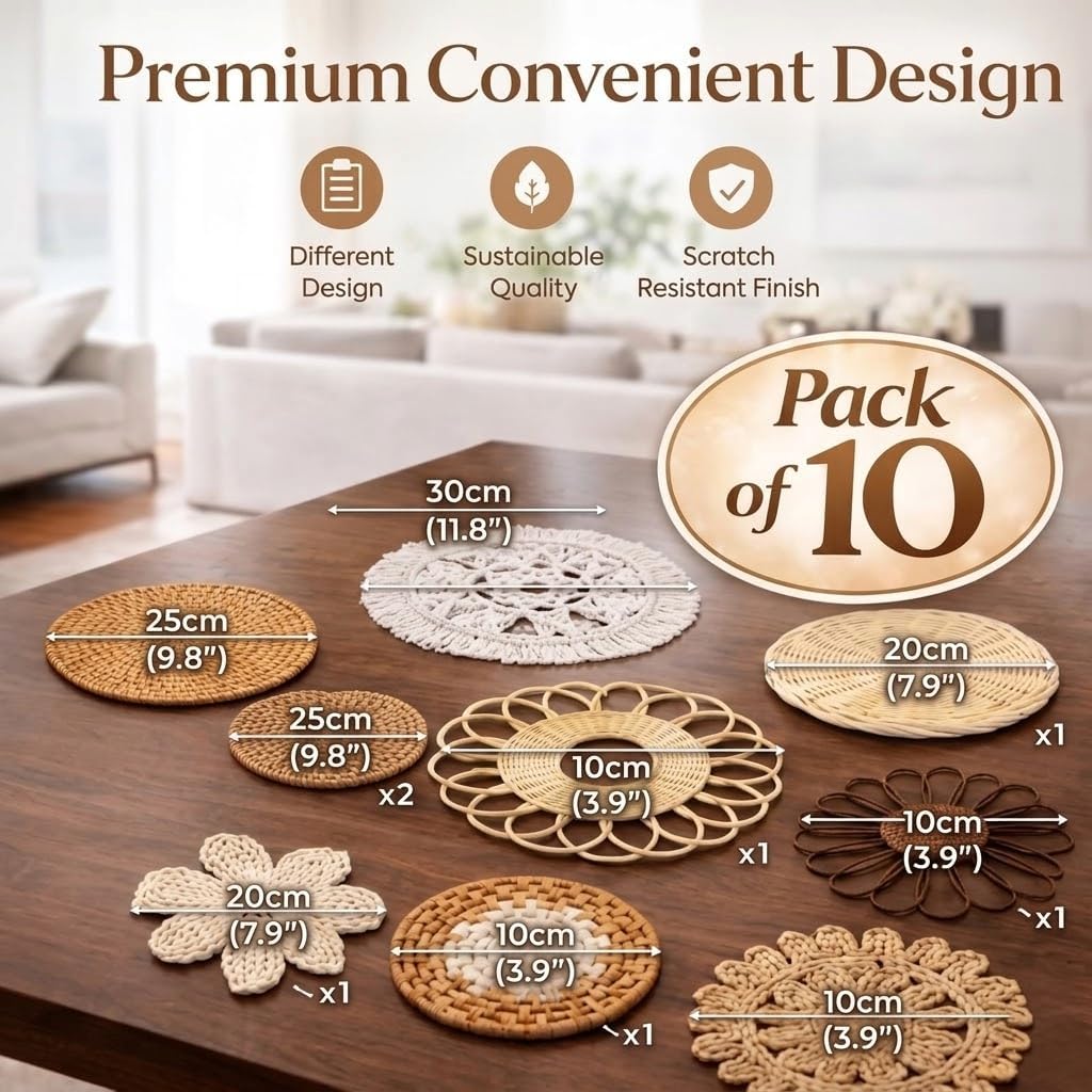 10-Piece Boho Wall Basket Set  - Woven Basket Set ulasan dan harga