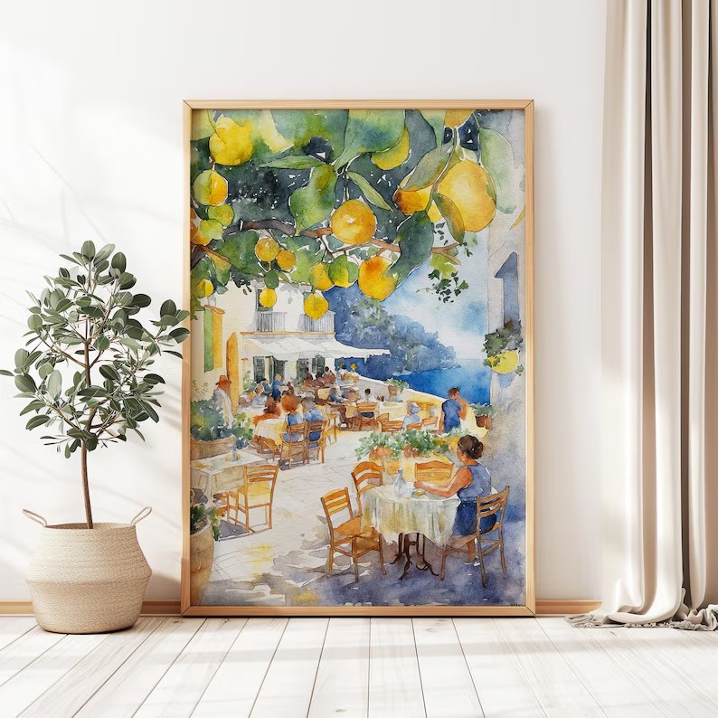 Retro Italian Positano Capri A - Interior Design Drawing ulasan dan harga