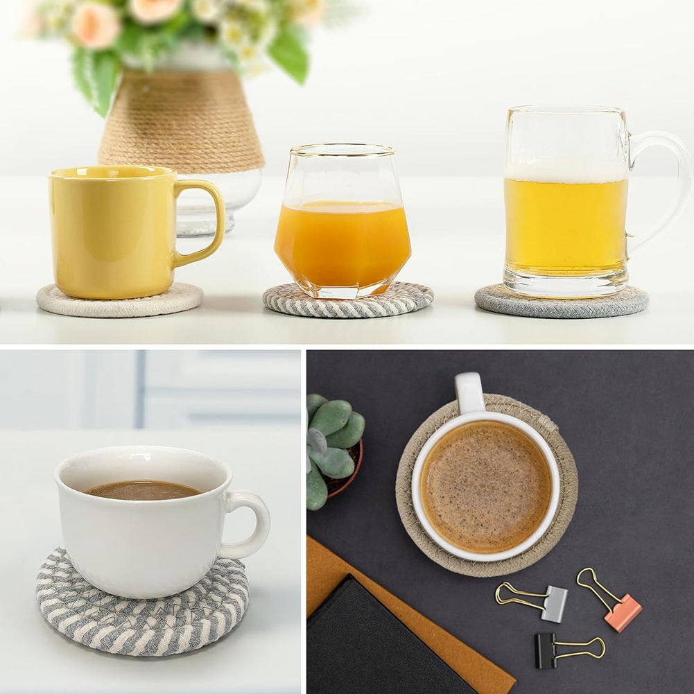 ABLQ Drink Coasters ,Seagrass  - Woven Basket Set ulasan dan harga