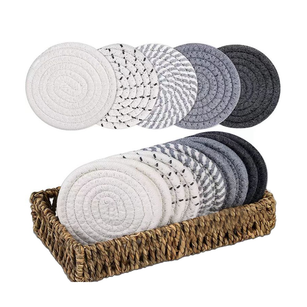 ABLQ Drink Coasters ,Seagrass  - Woven Basket Set ulasan dan harga