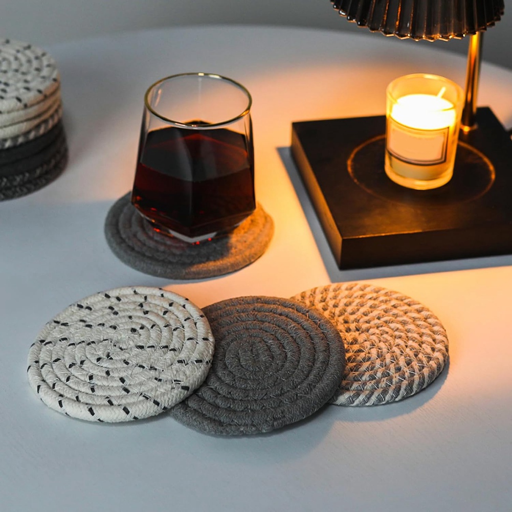 ABLQ Drink Coasters ,Seagrass  - Woven Basket Set ulasan dan harga