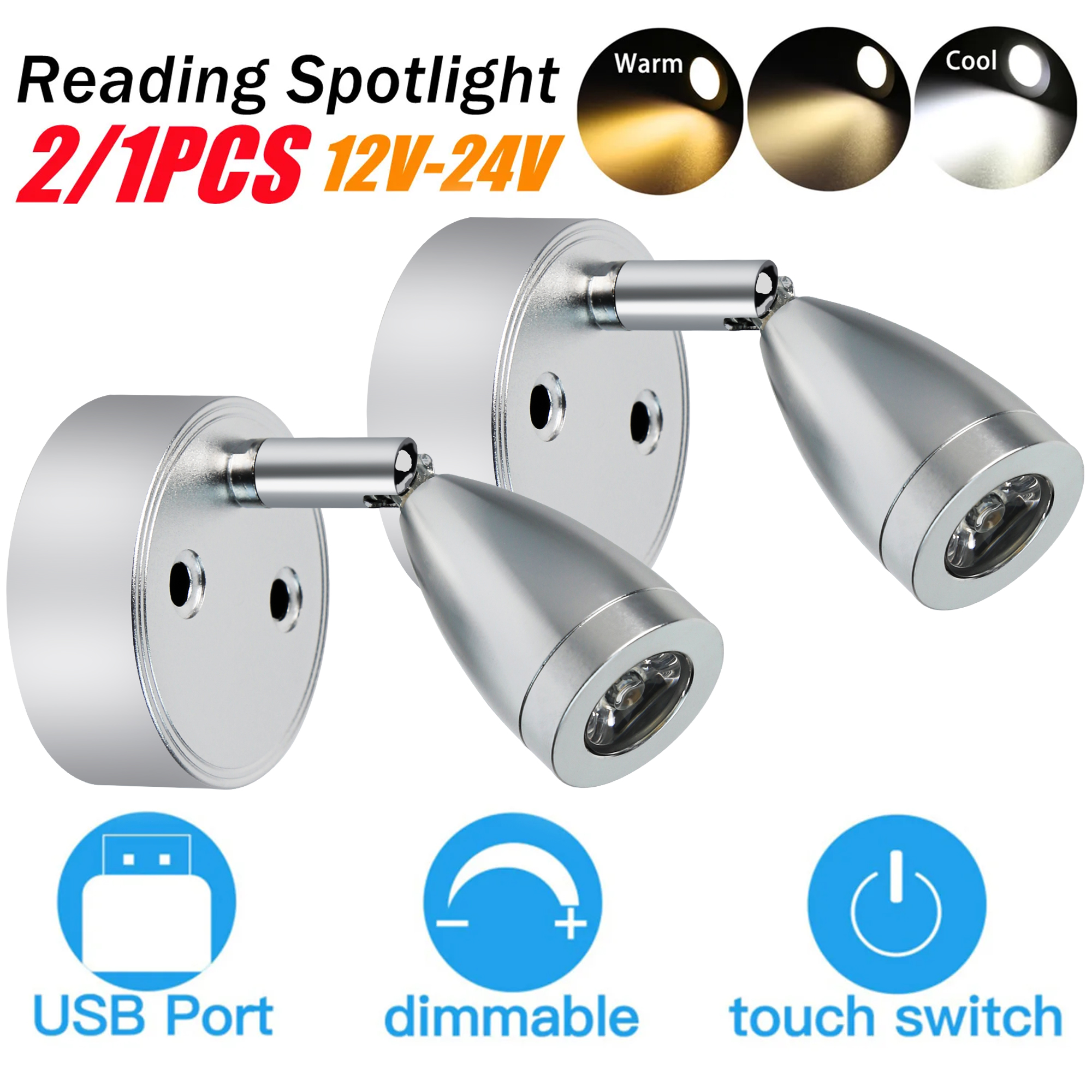 2/1PCS Silver/Black DC 12-24V  - Interior Design Icon ulasan dan harga