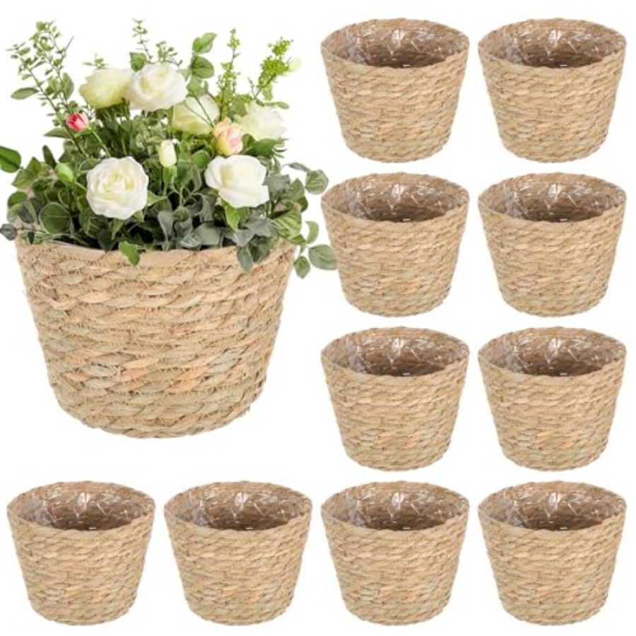 10 PCS Seagrass Plant Baskets  - Woven Basket Set ulasan dan harga
