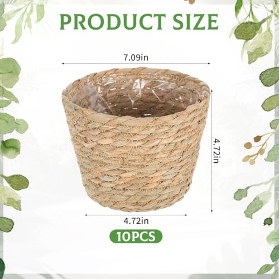 10 PCS Seagrass Plant Baskets  - Woven Basket Set ulasan dan harga