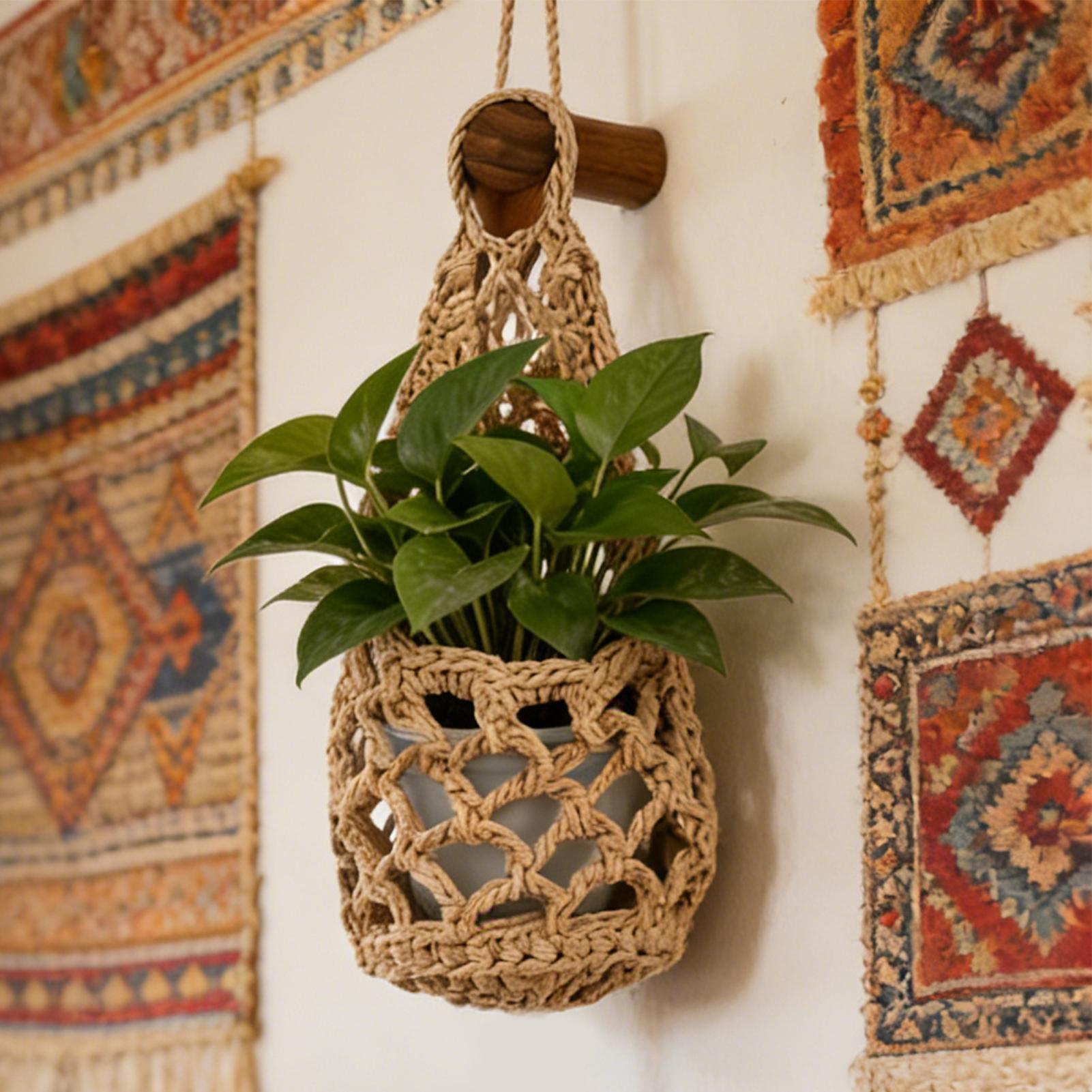 Plant Wall Hanger Handmade Wov - Woven Basket Set ulasan dan harga