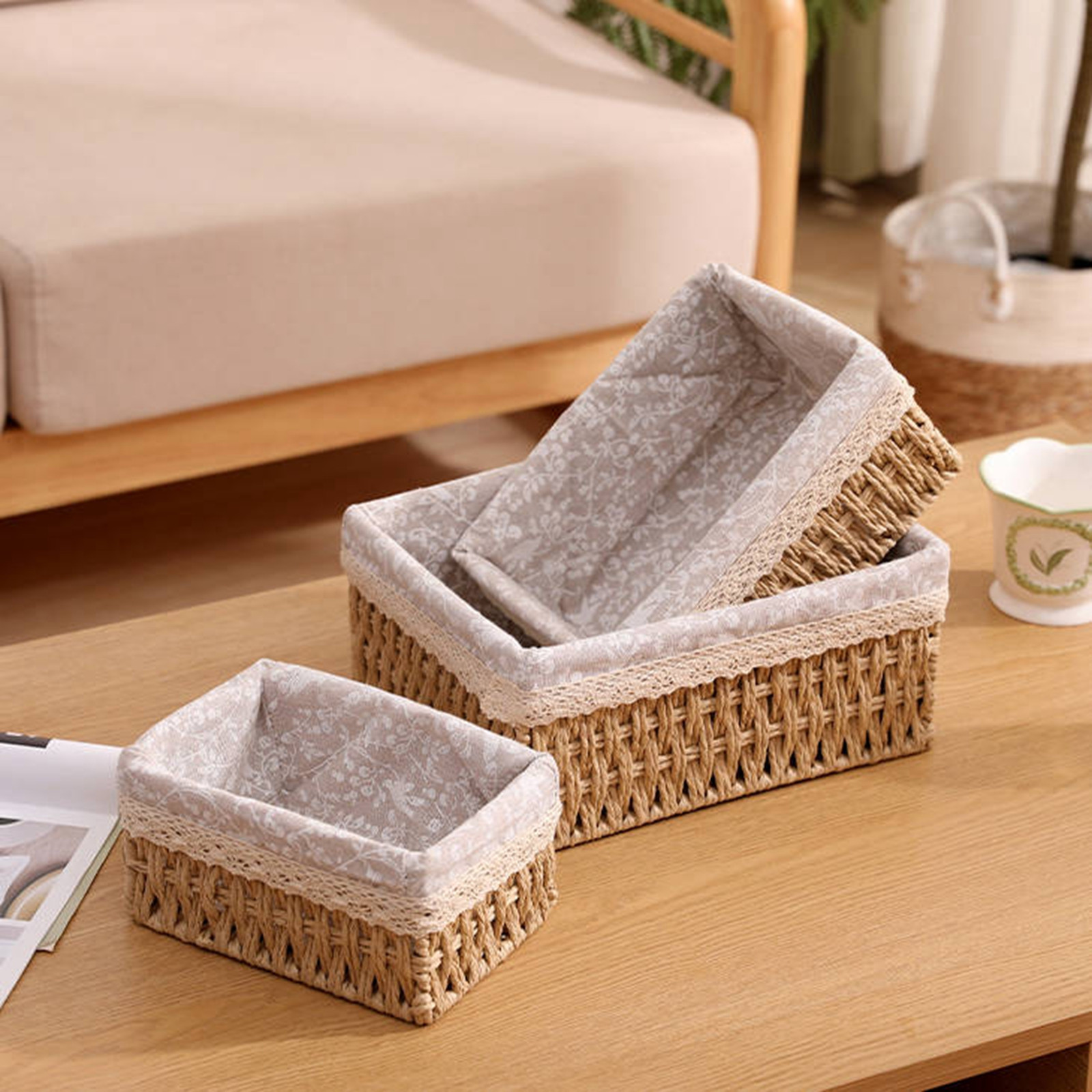 Woven Storage Basket Bedroom D - Woven Basket Set ulasan dan harga