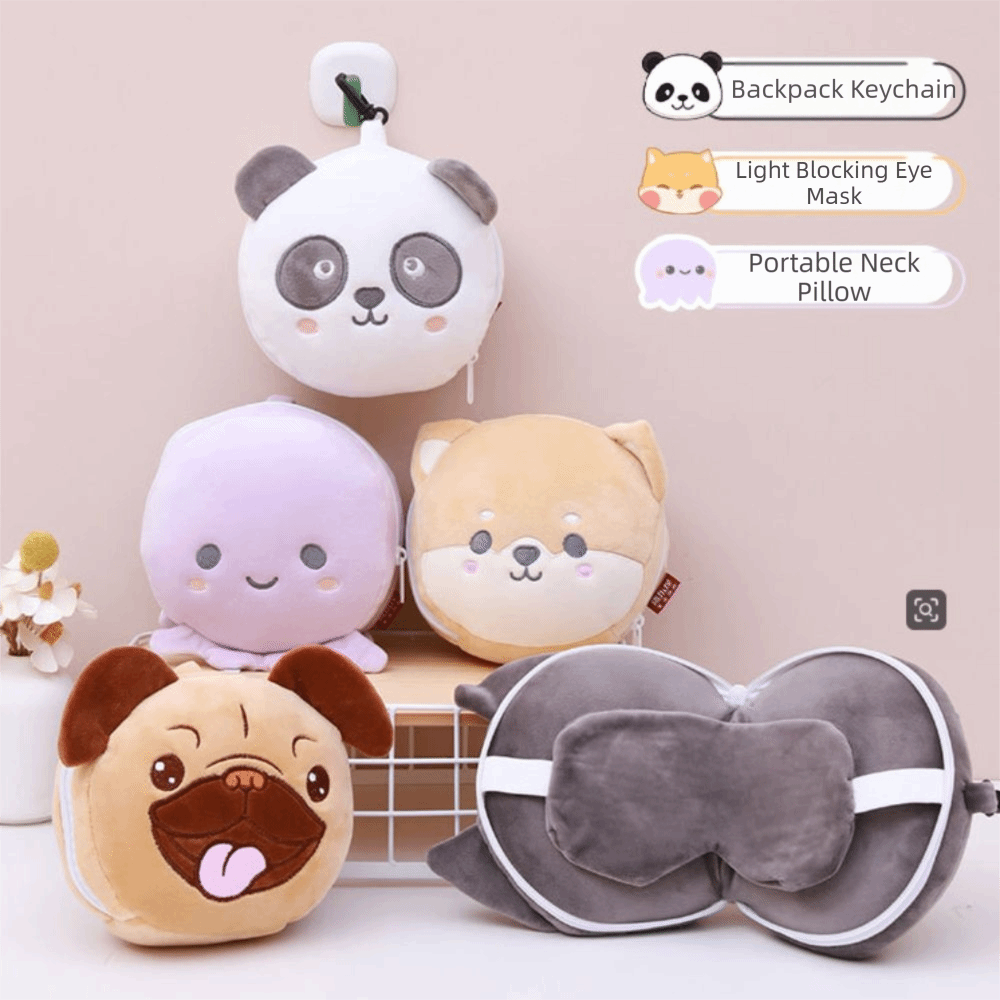 Cute 2 in 1 Neck Pillow Cartoo - Velvet Cushion Cover ulasan dan harga